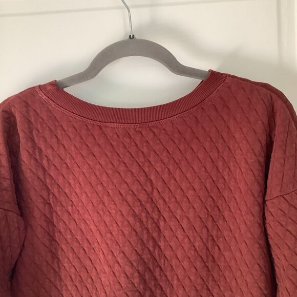 Garnet Hill sweatshirt XS rust red quilted diamond 100% cotton crewneck - Picture 5 of 9